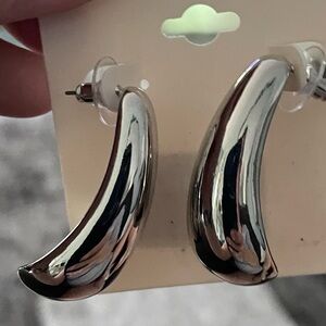 On 34th Silver Tone Teardrop Post Earrings